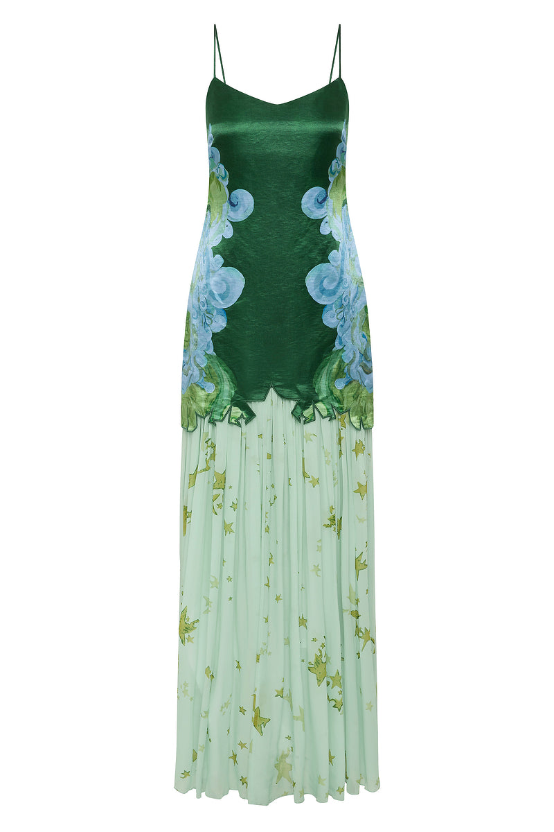 Colorblock floral skirt