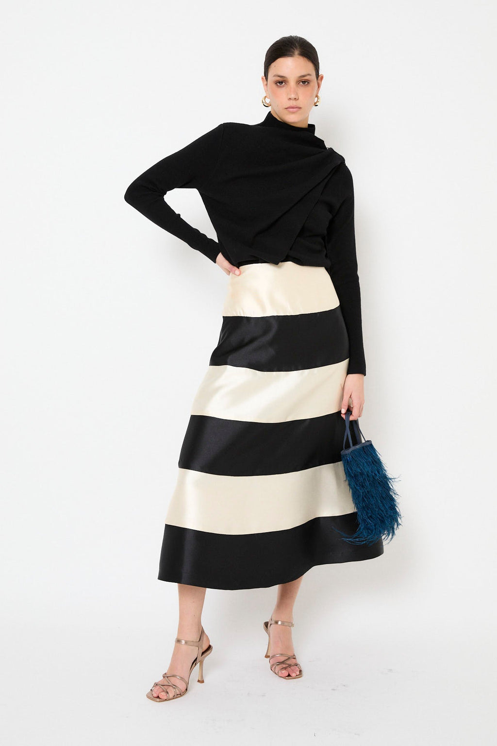 Black And White Striped Skirt