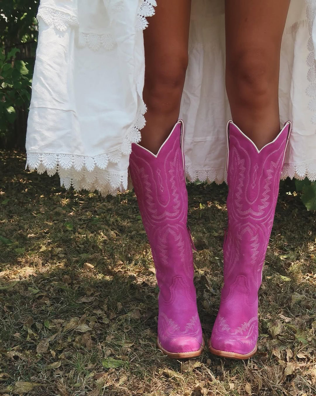 Pointed Toe Block Heel High-Top Western Cowboy Boots