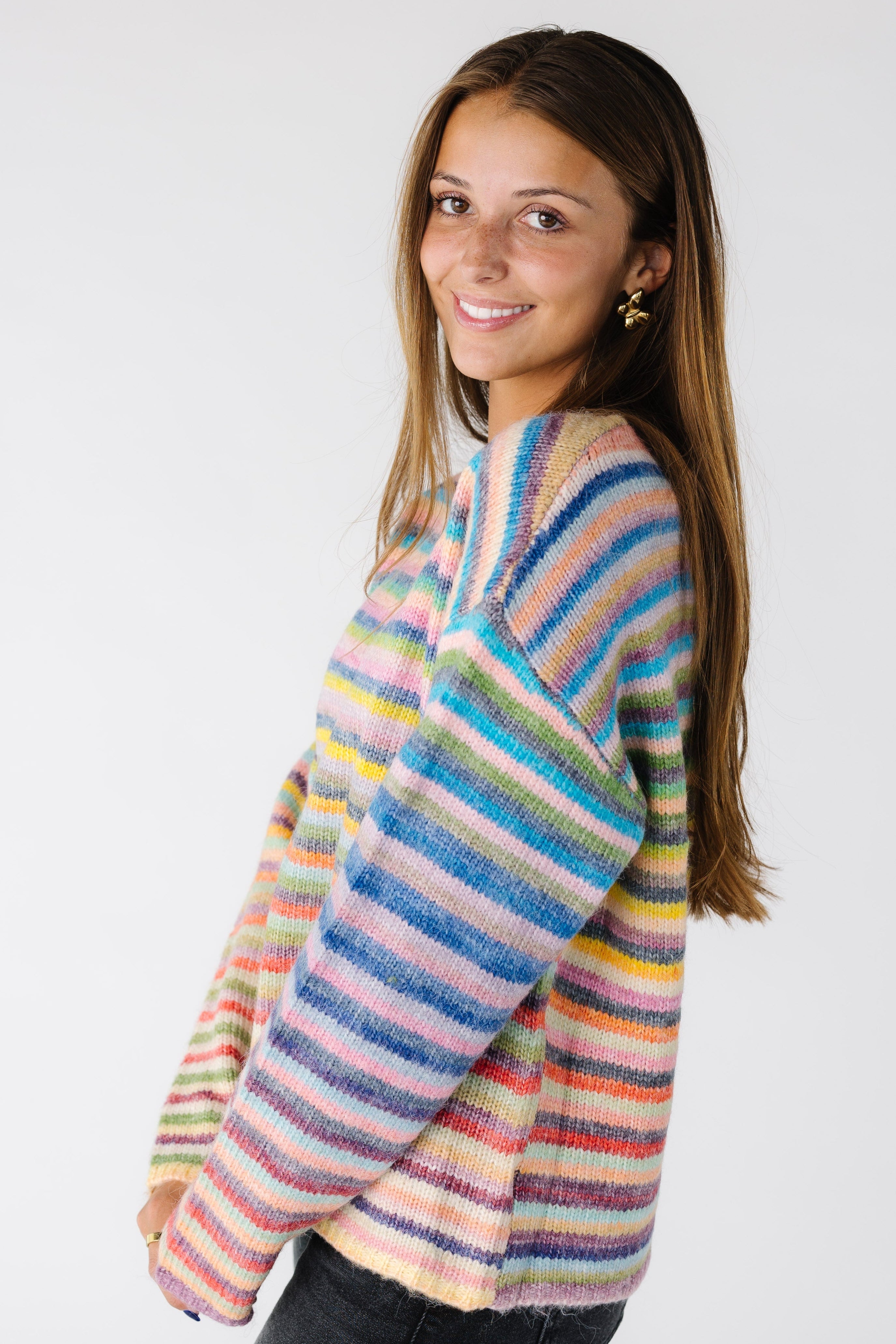Rainbow striped pullover (colors may vary per piece)