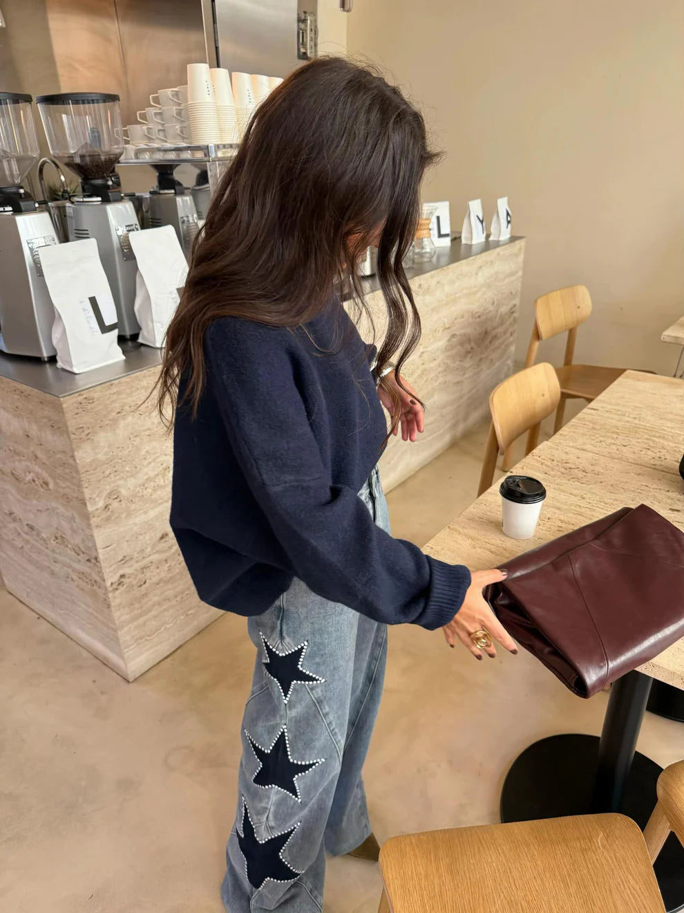 Stars Patch Wide Leg Jeans