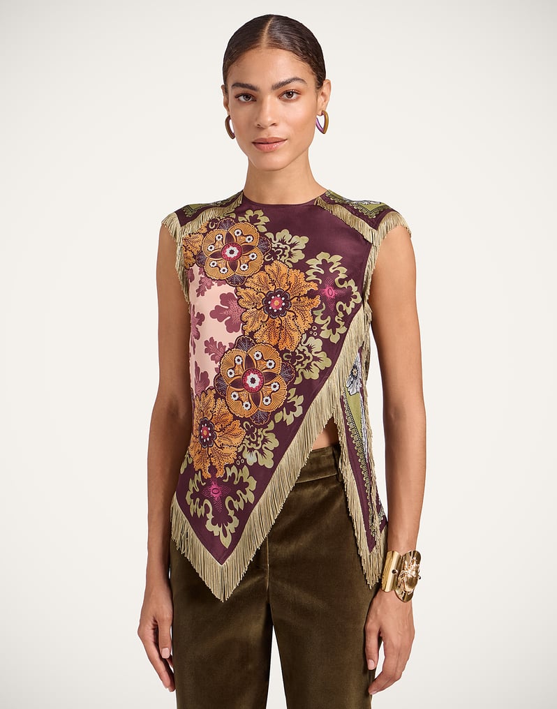 Burgundy Scarf With Tassel Top