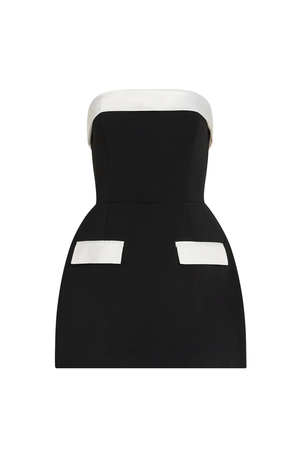 Black & White Strapless A-Line Mini Dress