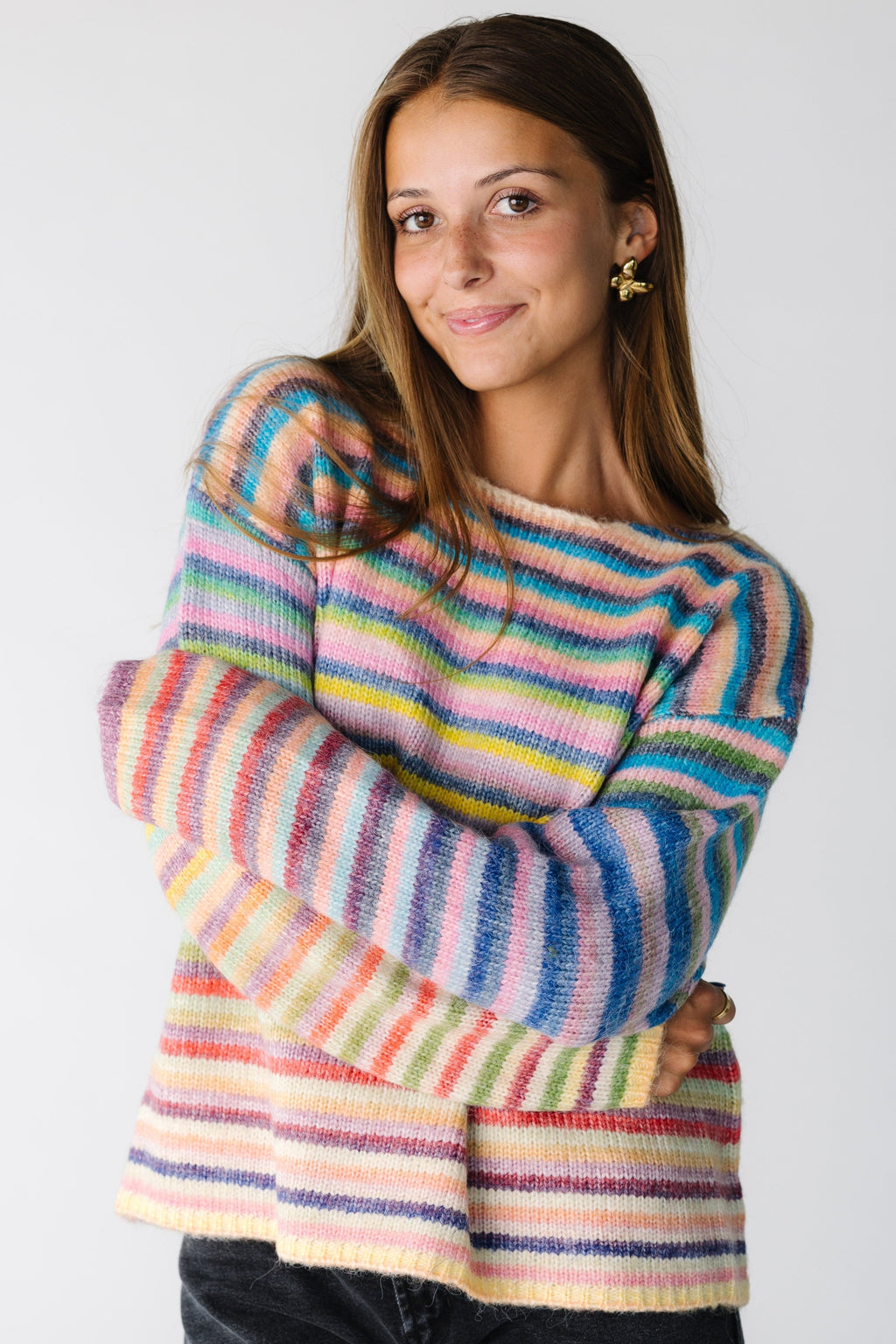 Rainbow striped pullover (colors may vary per piece)