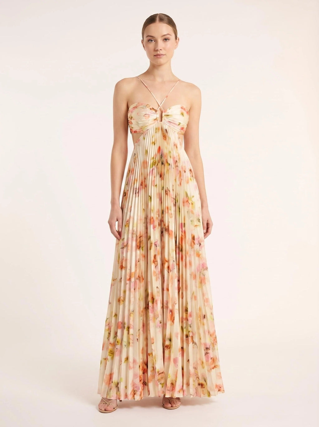 Floral Pleated Maxi Dress