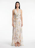 Floral Chiffon Halter Maxi Dress