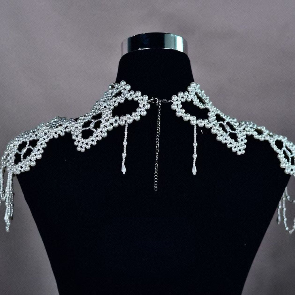 Pearl Tassel Shoulder Chain – Elegant Dress Accessory