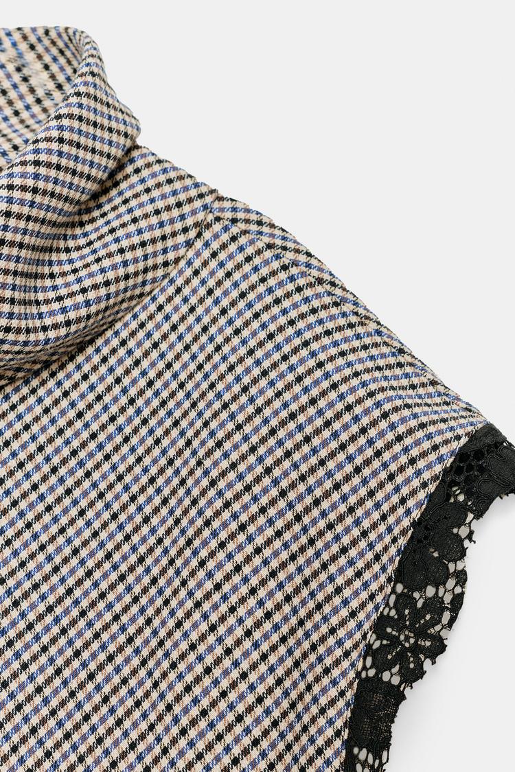 Houndstooth Lace Top