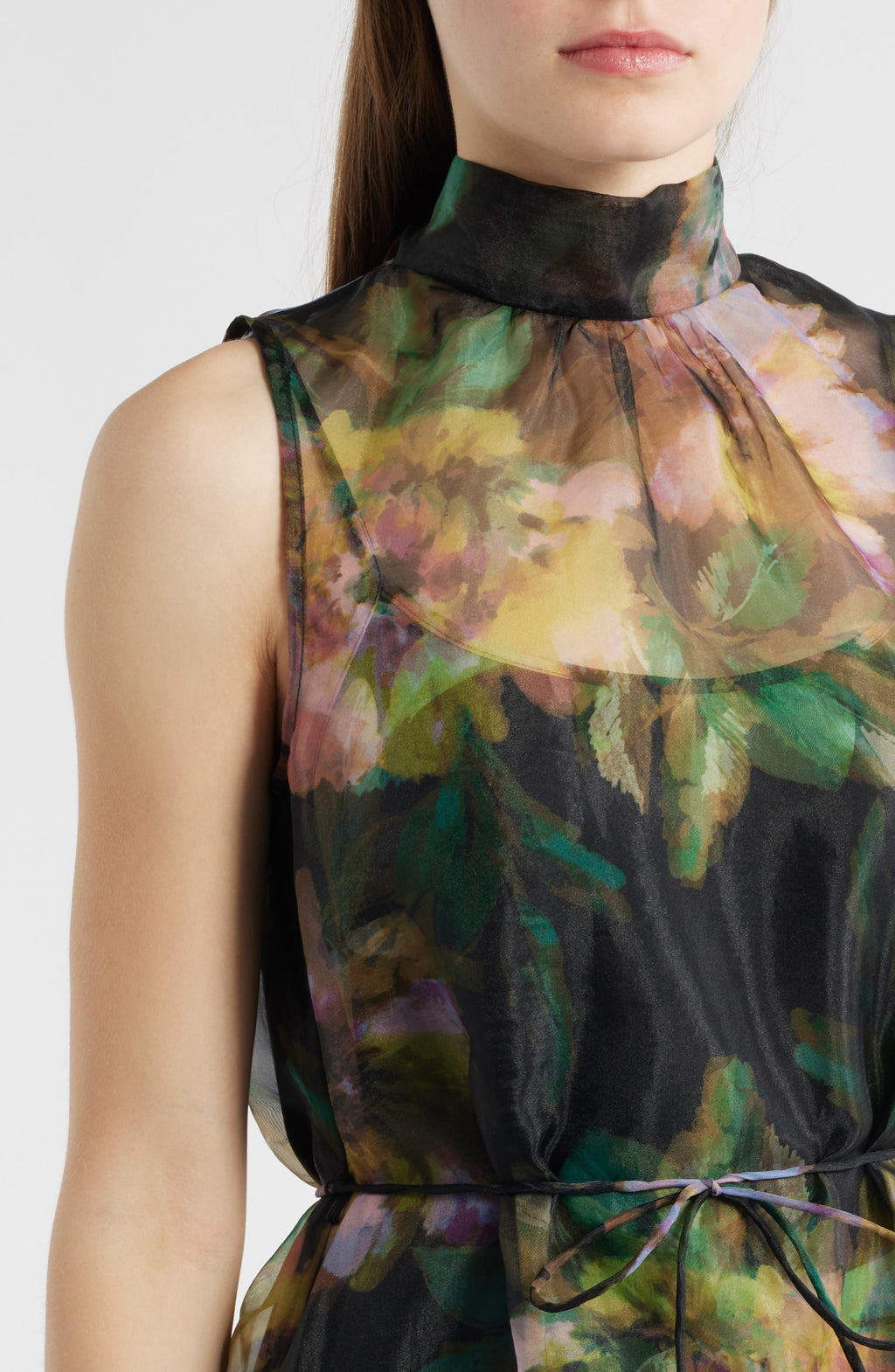 Tie Neck Organza Cocktail Dress