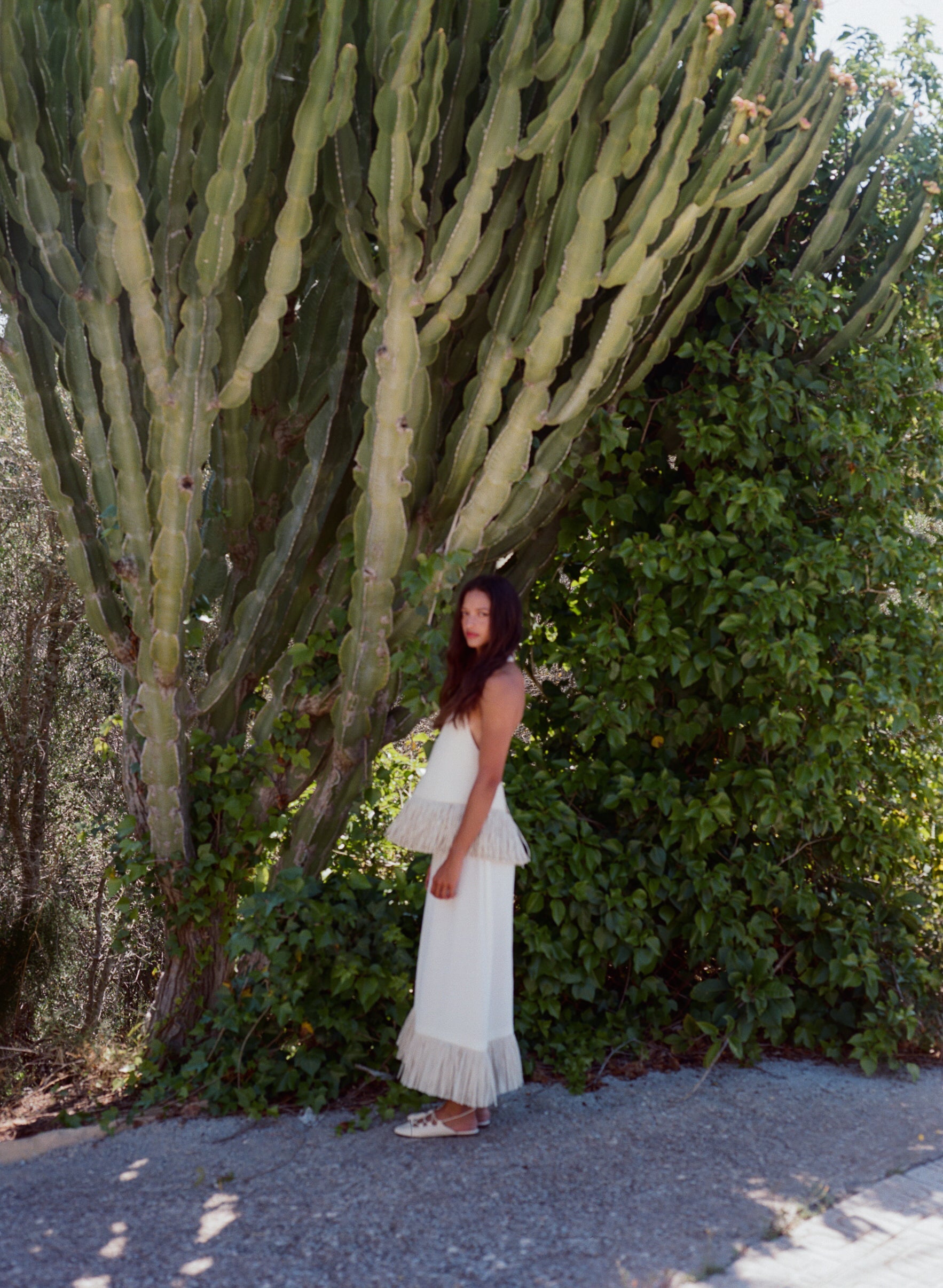 Lvory-Colored Tassel Halter Top