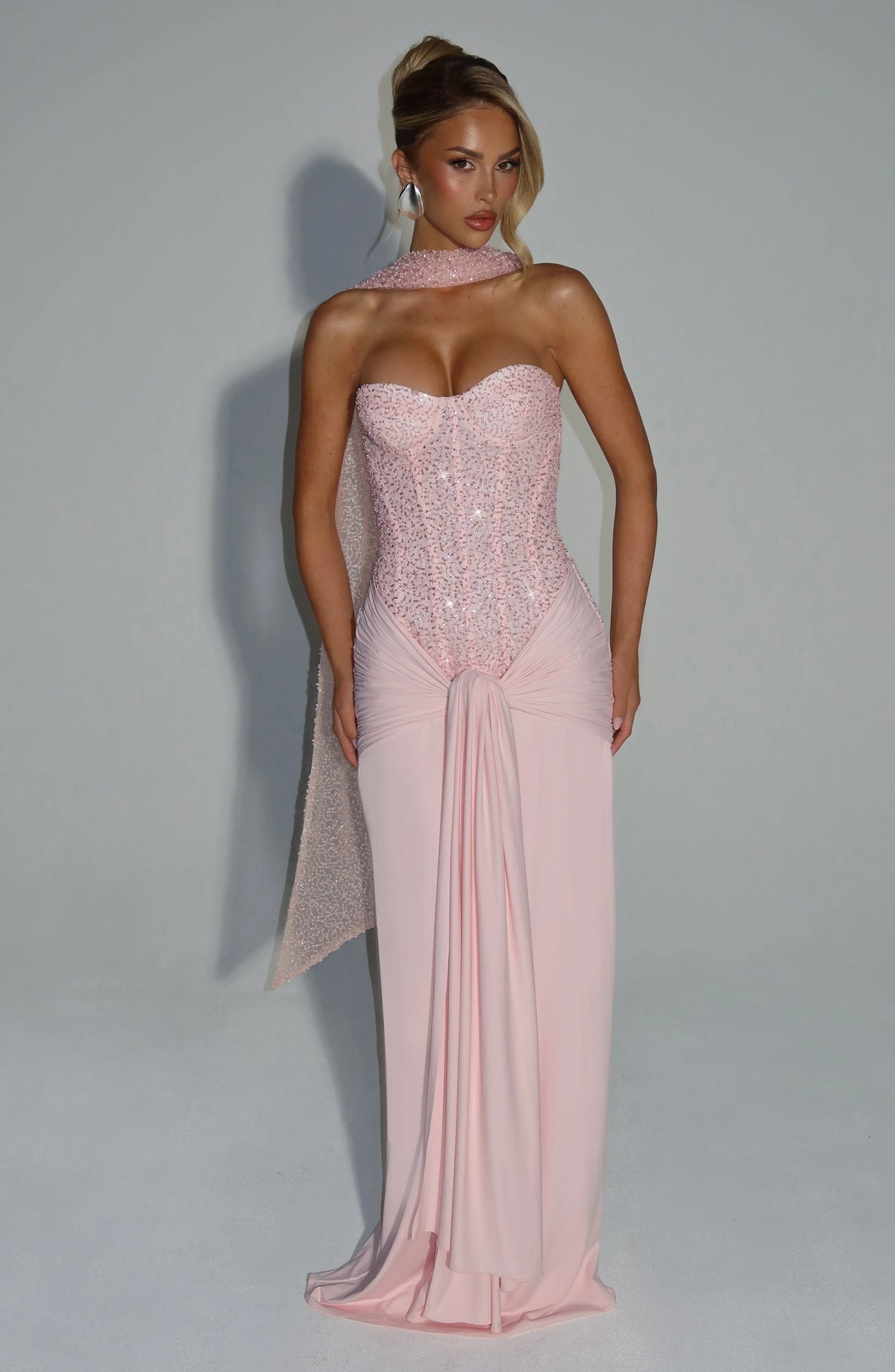 Roselight Sequin Strapless Gown