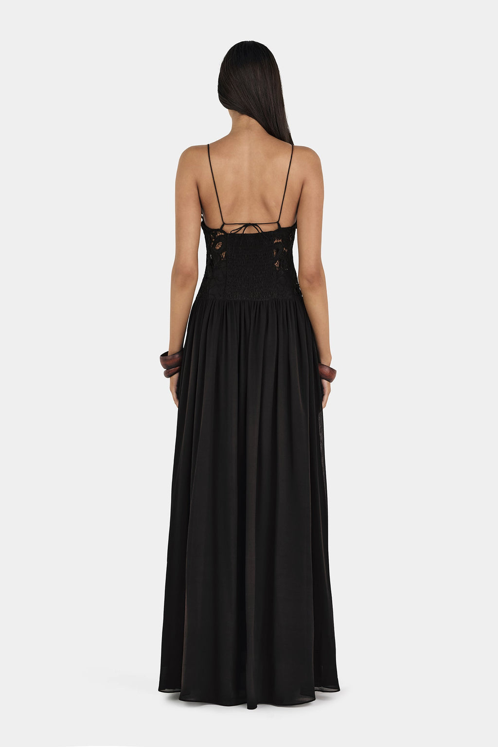 Patchwork Lace Black Long Dress
