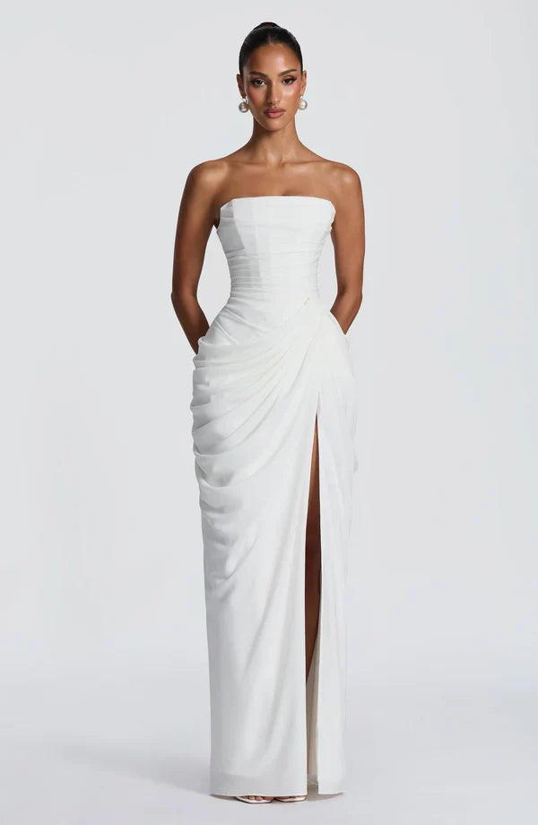 White Corset Slit Maxi