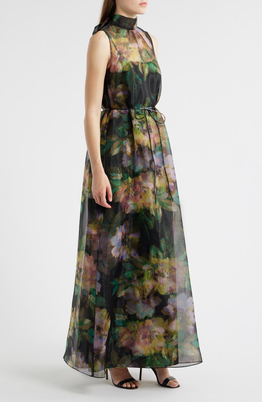 Tie Neck Organza Cocktail Dress