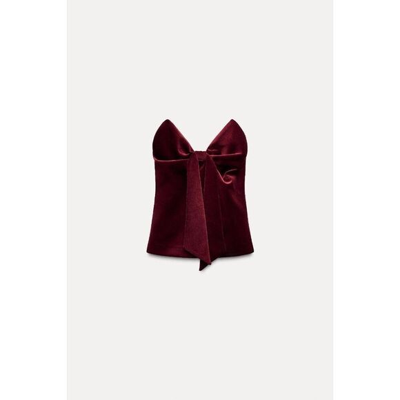 Red Velvet Top With A Bow