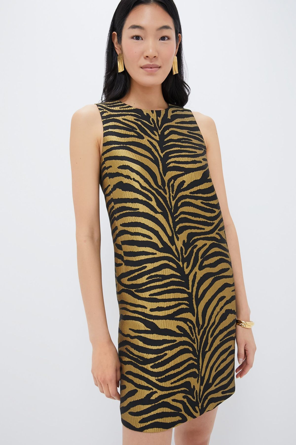 Tiger Print Sleeveless Straight Dress