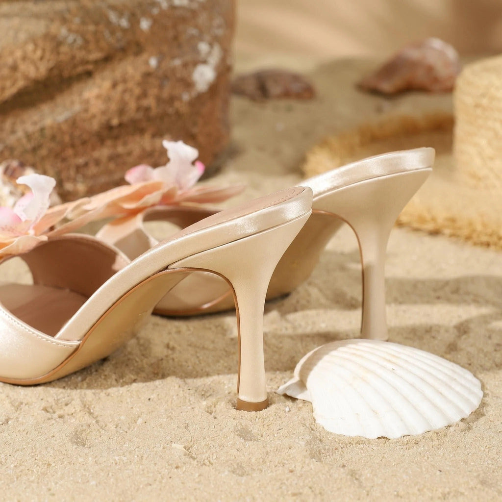 Elegant Floral Open Toe Stiletto Sandals