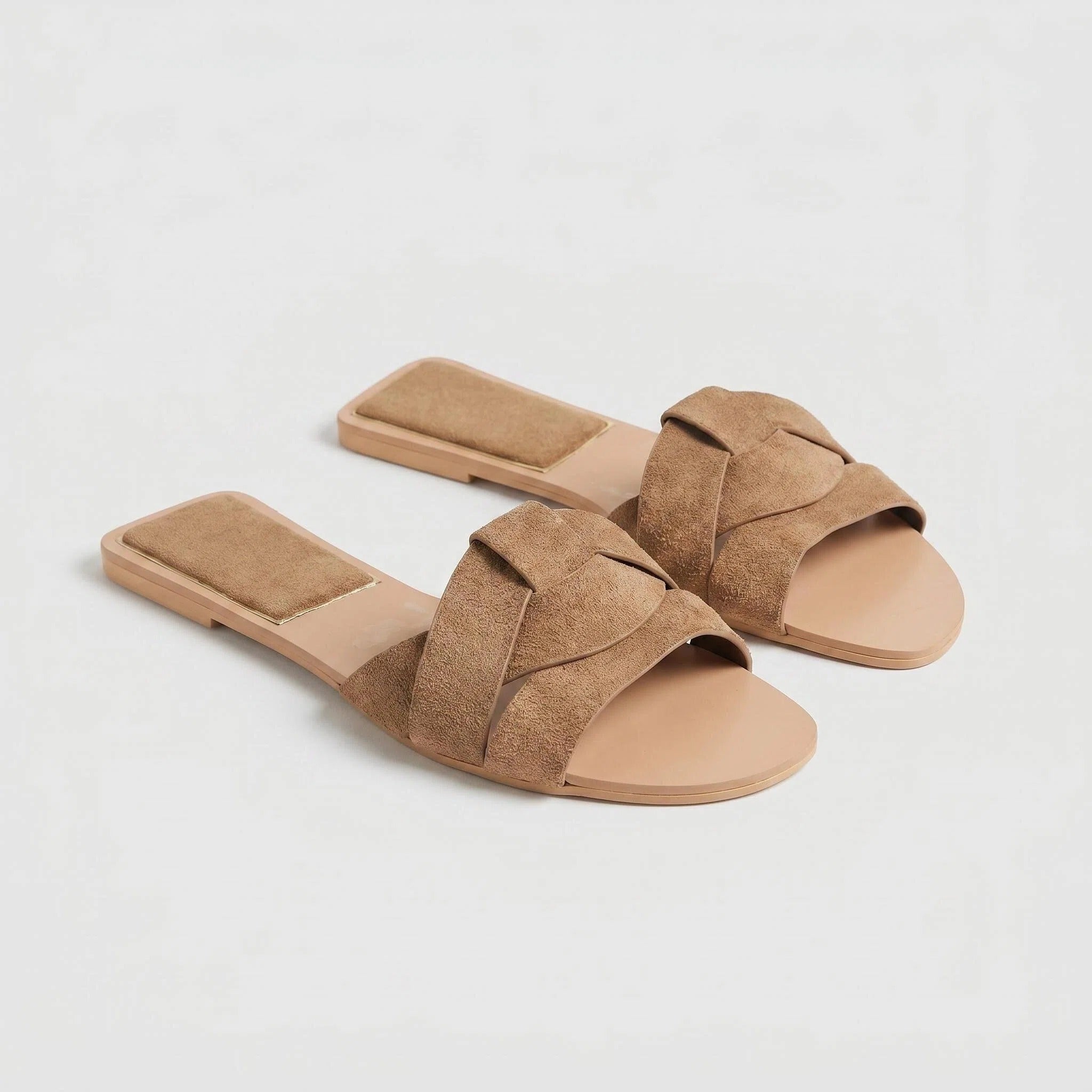 Sienna Suede Flat Slide Sandals