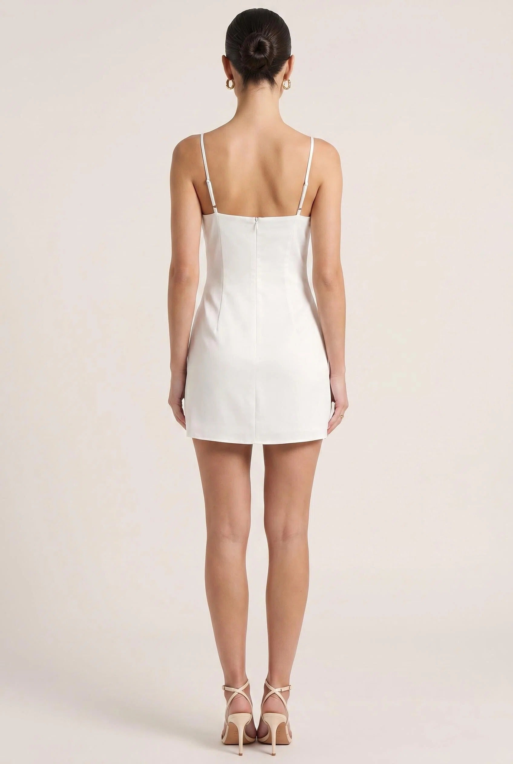 Elegant White Pleated Cocktail Dress