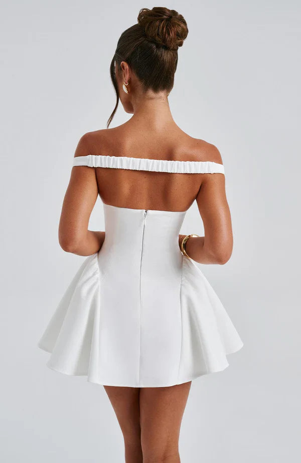 White Off Shoulder Corset Mini Dress