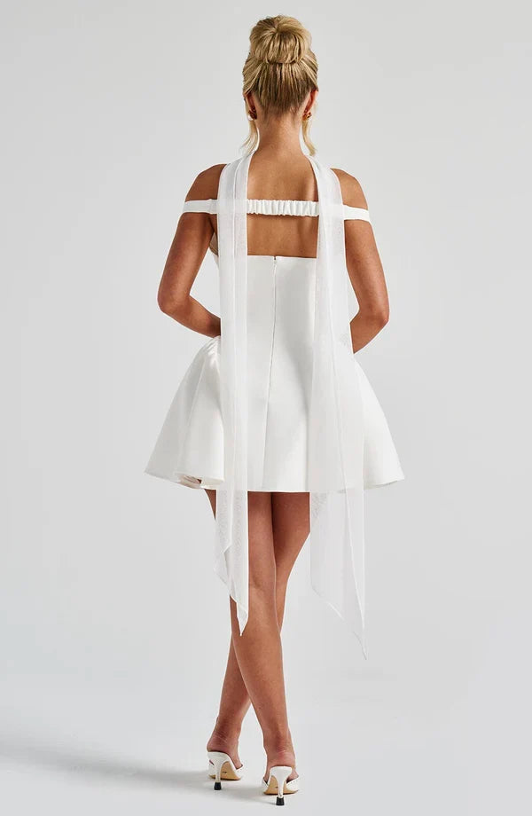 White Off Shoulder Corset Mini Dress
