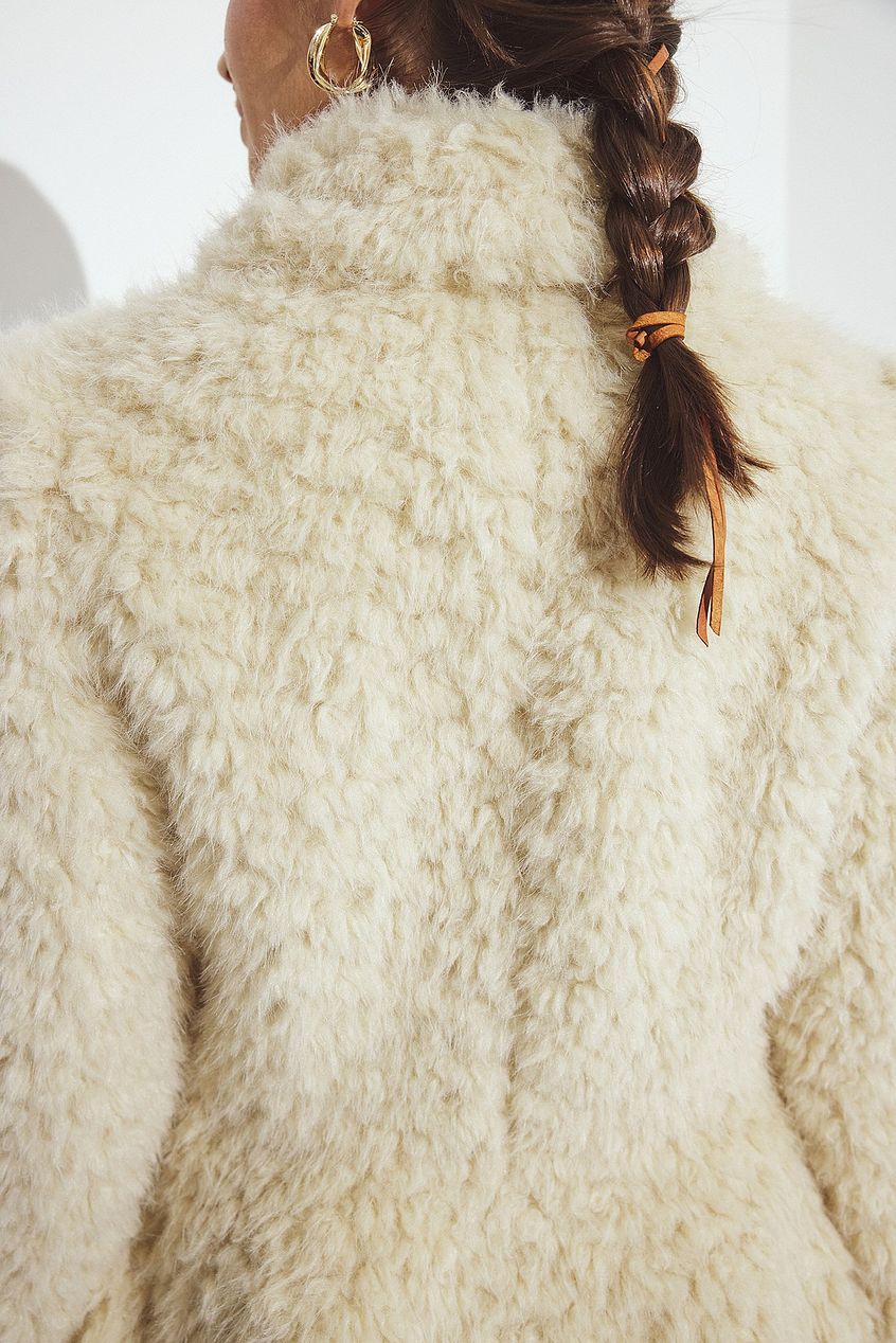 Rounded Sleeve Faux Fur Jacket