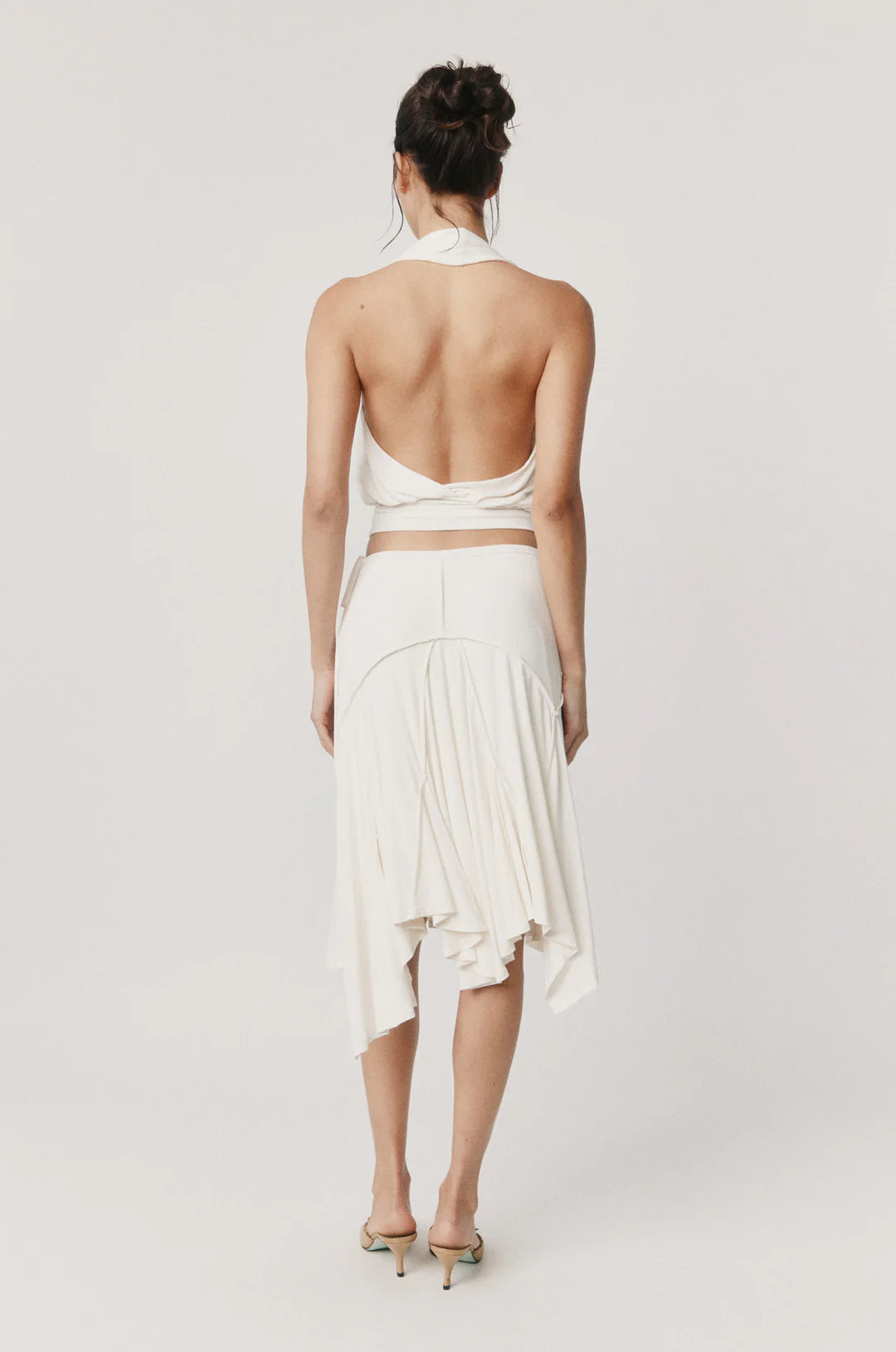 Ivory Halo Asymmetrical Midi Skirt
