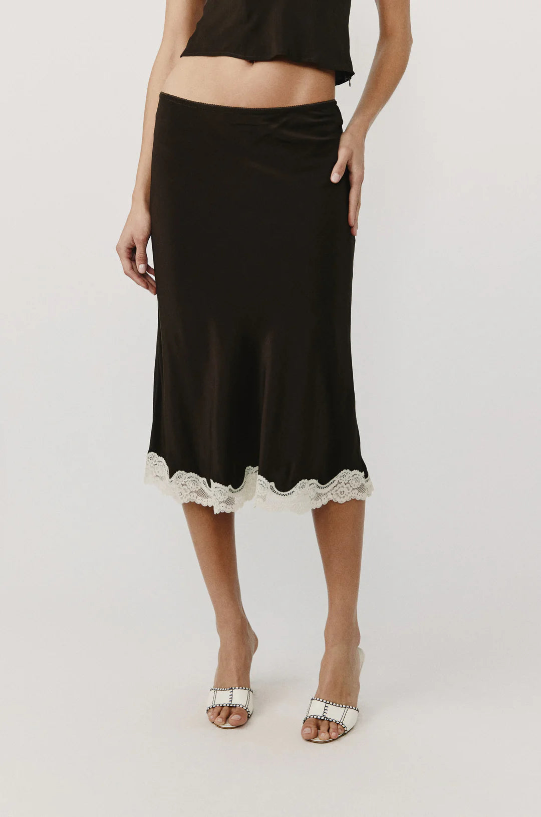 Cocoa Lace Whisper Midi Skirt