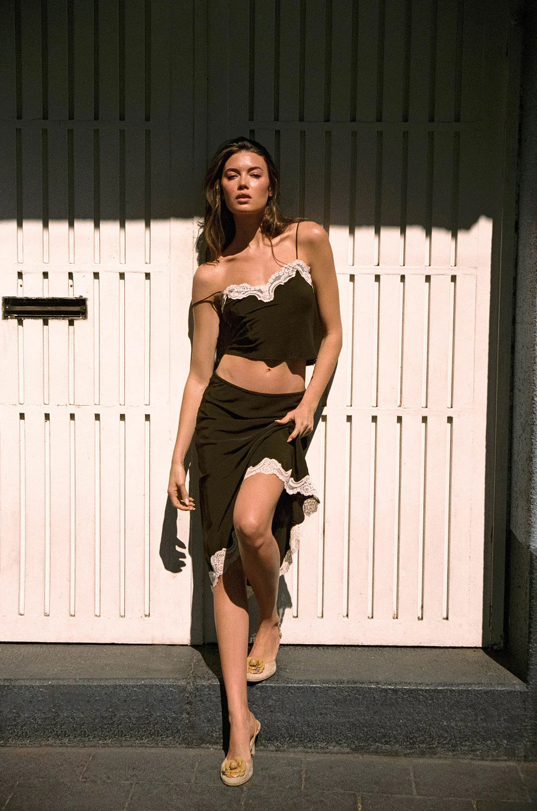Cocoa Lace Whisper Crop Top