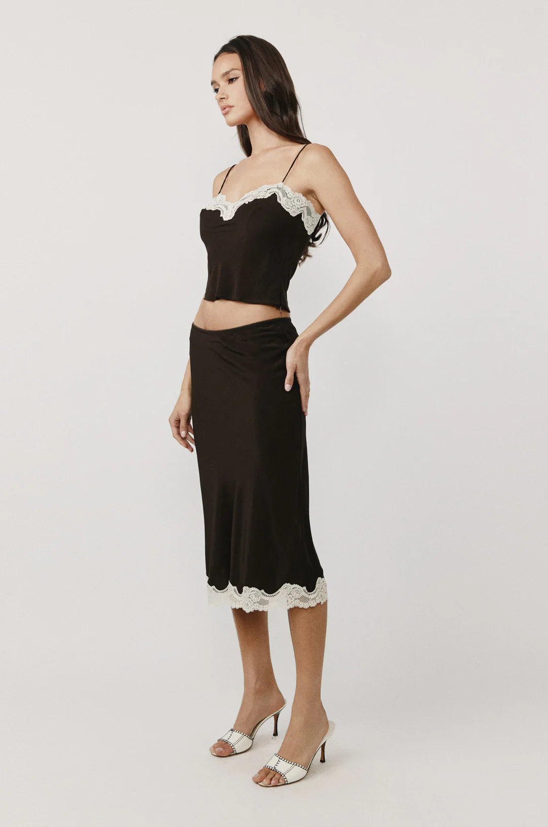 Cocoa Lace Whisper Crop Top