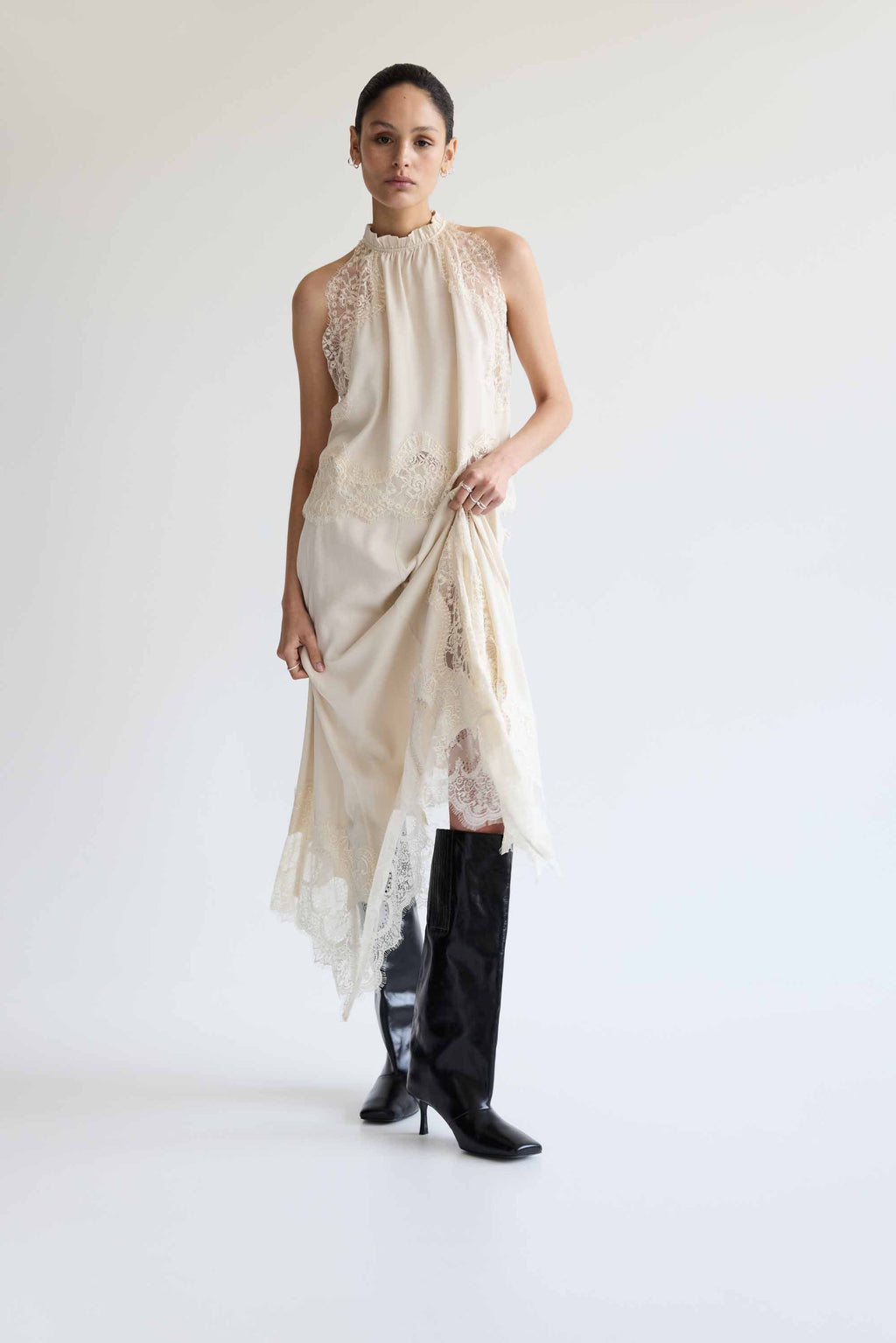 Lace halterneck suit