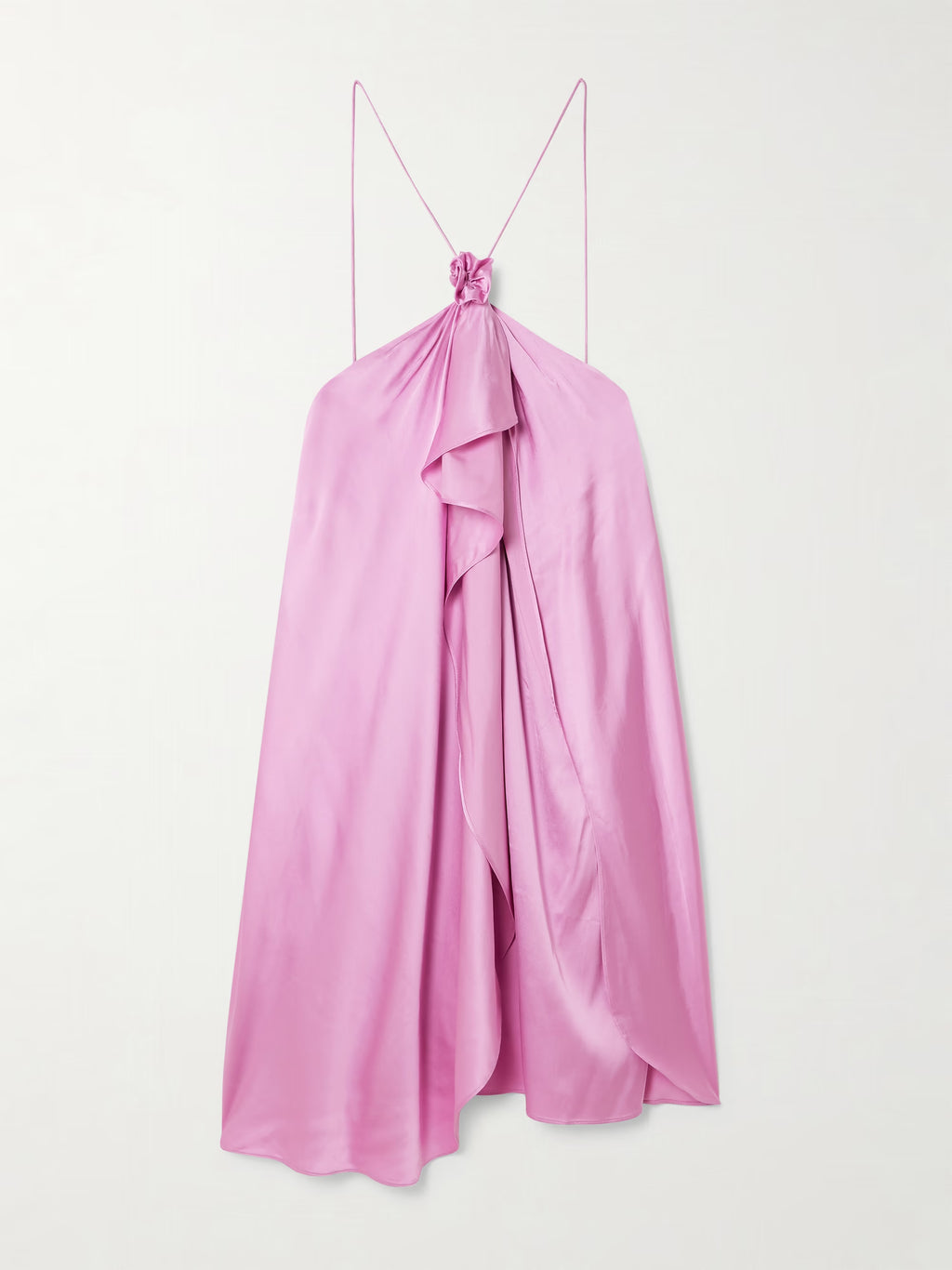 Pink Satin Halter Mini Dress for Women