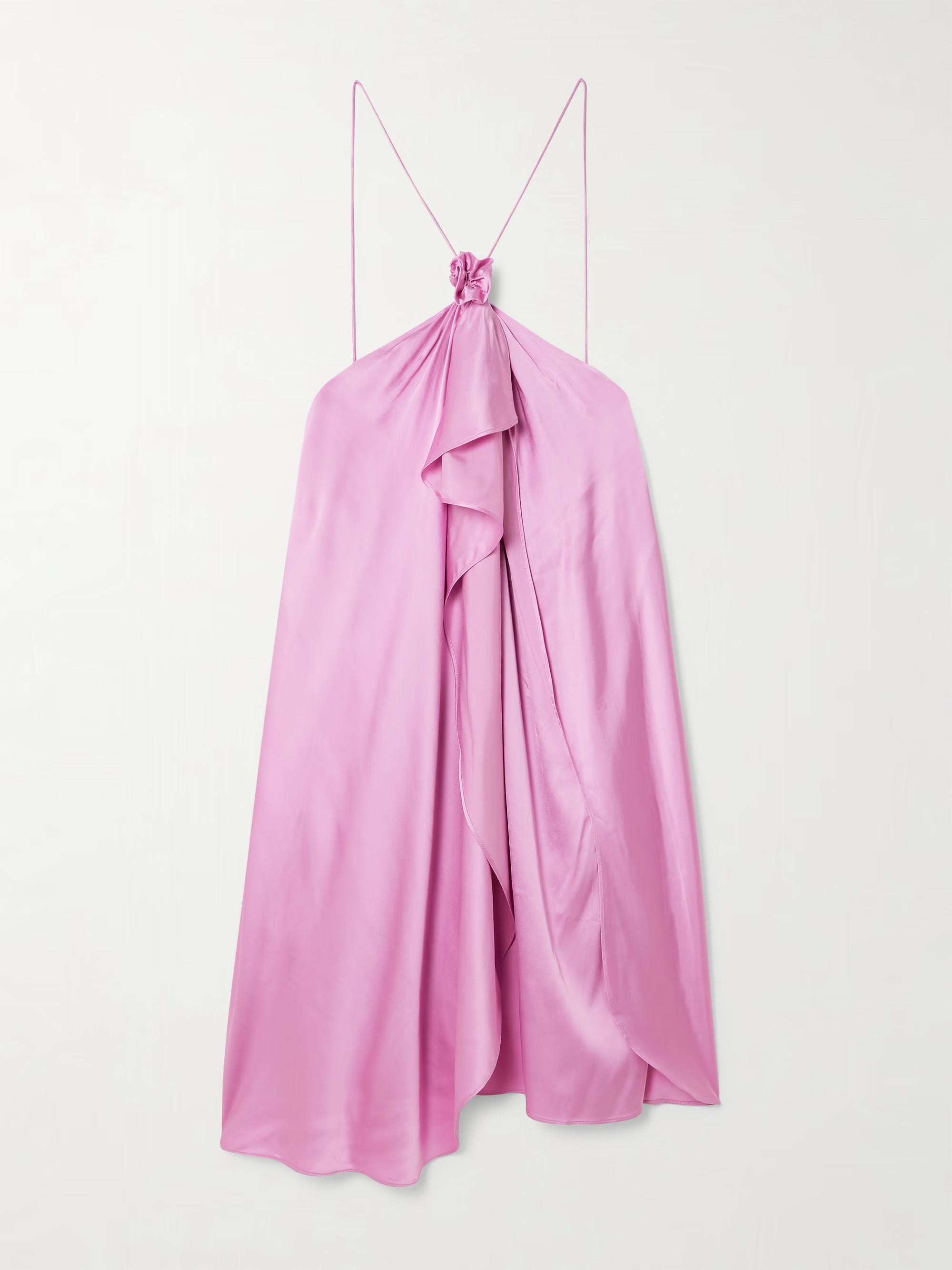Pink Satin Halter Mini Dress for Women