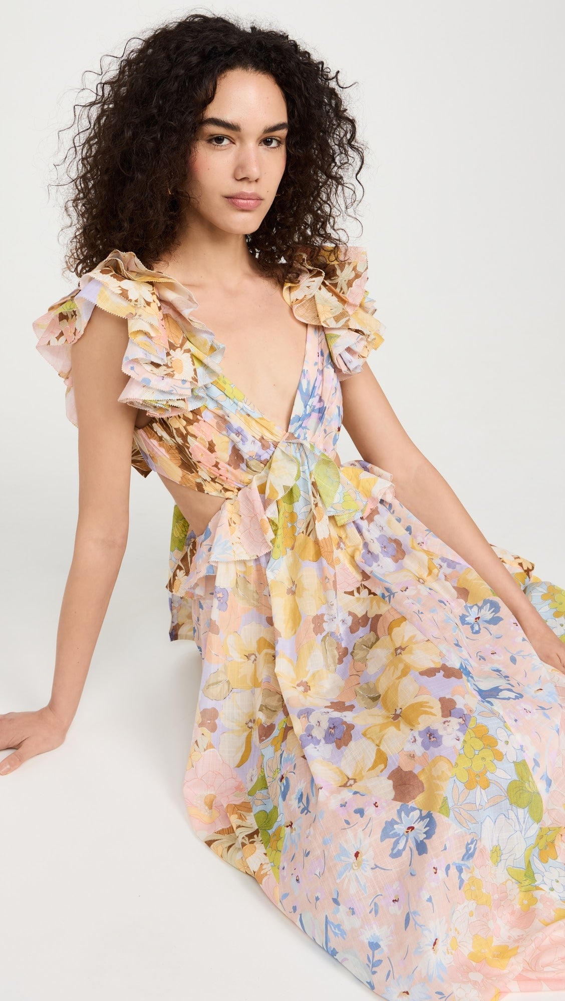 Ruffle Sleeve Midi Dress